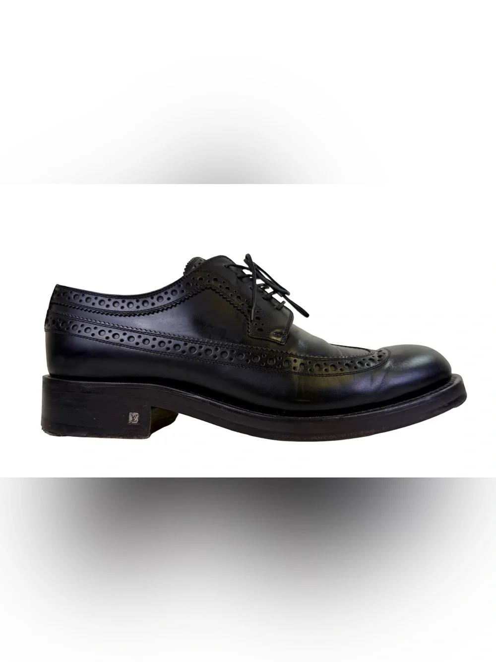 LOUIS VUITTON BLACK LEATHER BROGUES DERBY SHOES